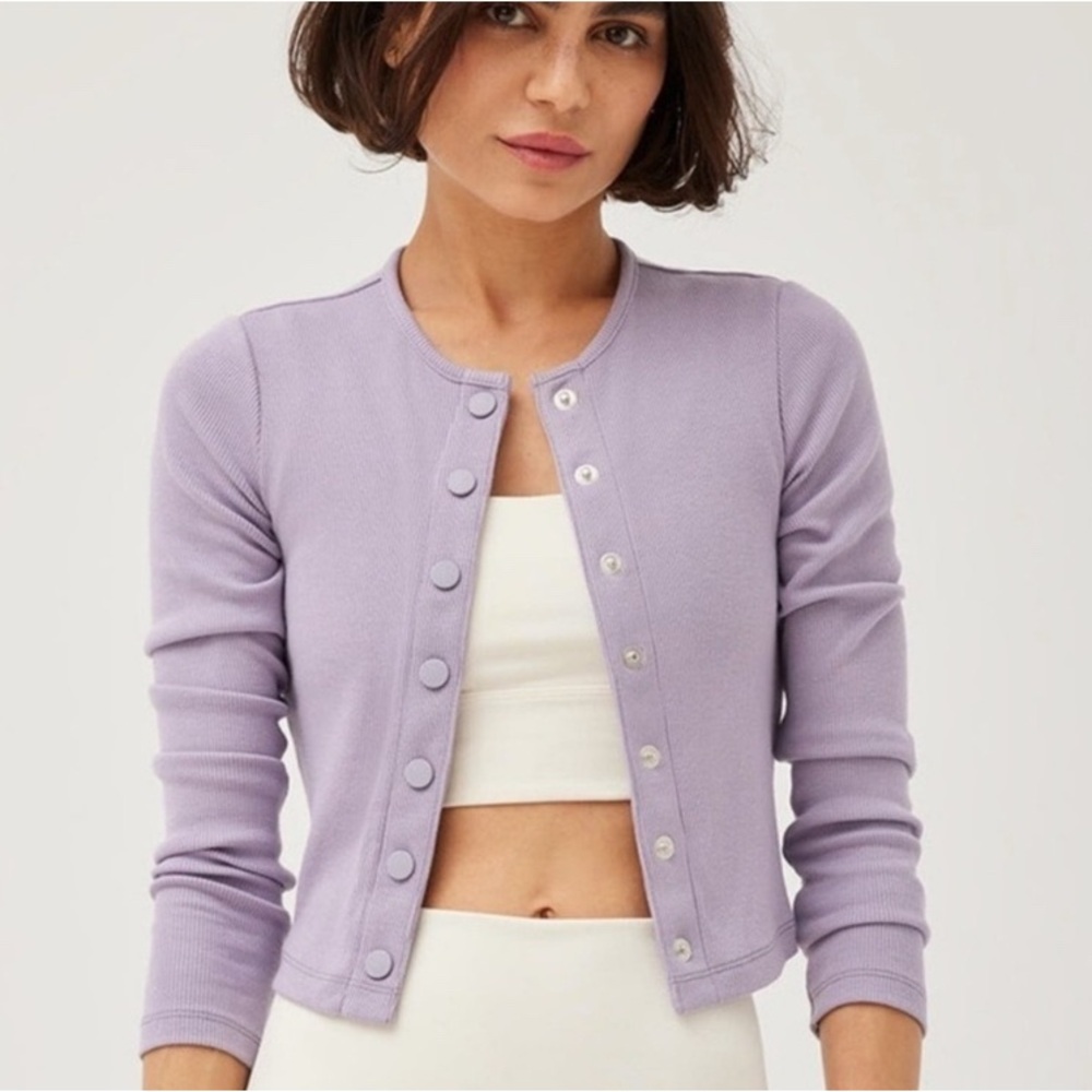 Outdoor Voices Cozy Rib Button-Up Women's Sweater Earl Grey Medium